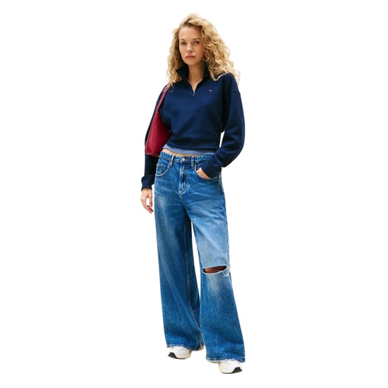 Tommy Jeans Dames/Dames Fleece Quarter Zip Boxy Crop Sweatshirt (Donkere marine) - Image 4