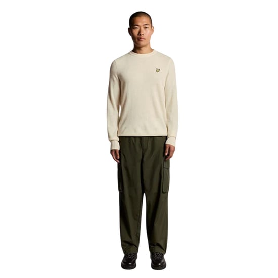 Lyle & Scott Heren-trui met ronde hals en lange mouwen, voorzien van geborduurd logo (Beige Marl) - Image 1