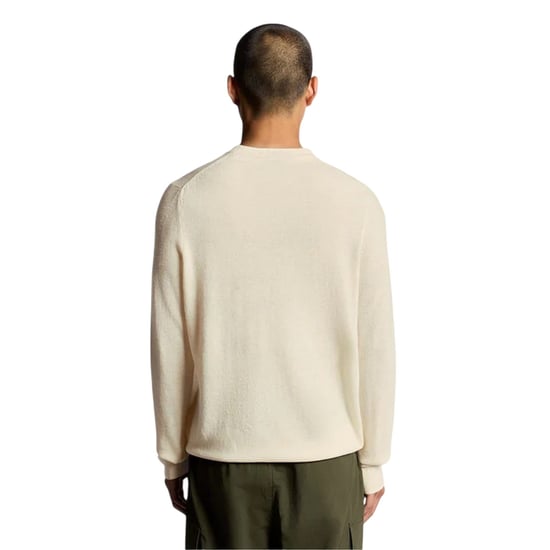 Lyle & Scott Heren-trui met ronde hals en lange mouwen, voorzien van geborduurd logo (Beige Marl) - Image 3