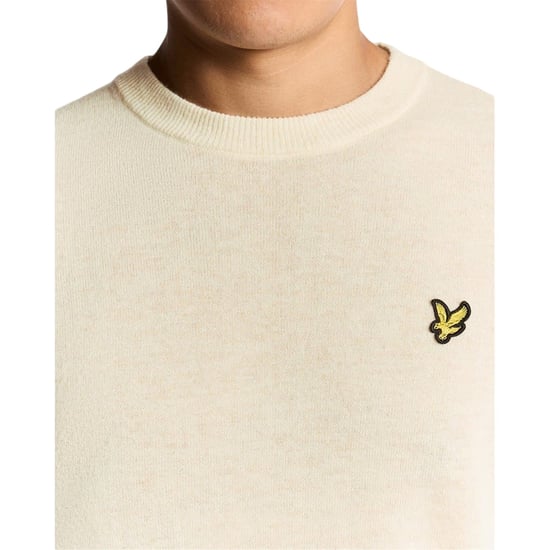 Lyle & Scott Heren-trui met ronde hals en lange mouwen, voorzien van geborduurd logo (Beige Marl) - Image 4
