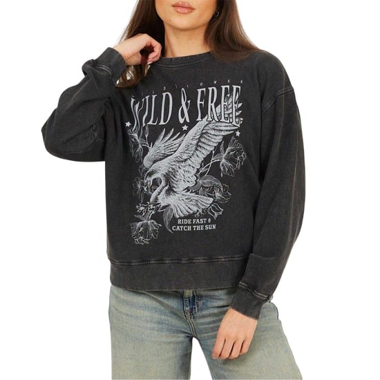 Brave Soul Dames/Dames Wild & Free Sweatshirt (Zwart) - Image 1