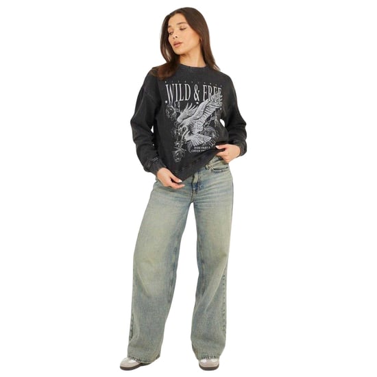 Brave Soul Dames/Dames Wild & Free Sweatshirt (Zwart) - Image 3