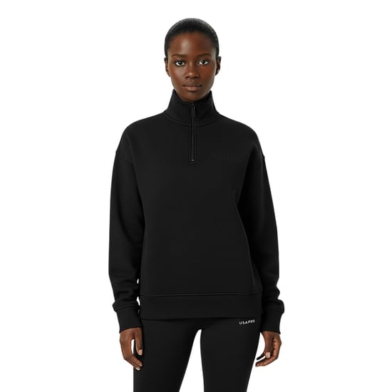 USA Pro Dames/Dames Sweatshirt met Kwart Ritssluiting (Zwart) - Image 4