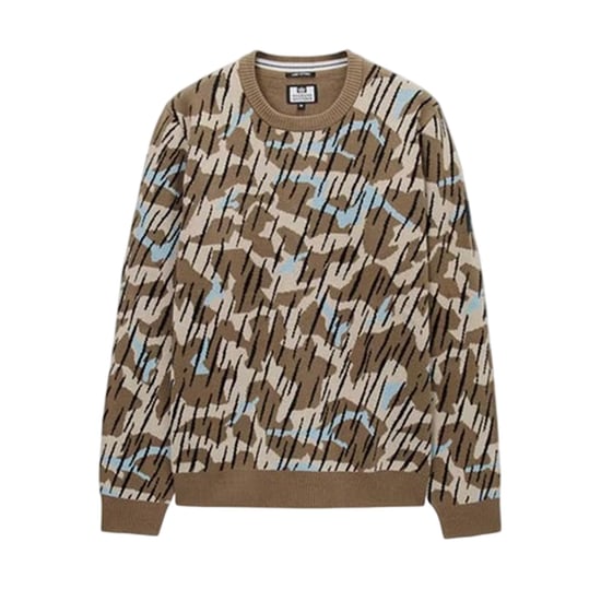 Weekend Offender Heren-sweater van gebreide camouflage (Zand) - Image 1