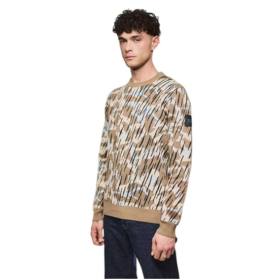 Weekend Offender Heren-sweater van gebreide camouflage (Zand) - Image 3