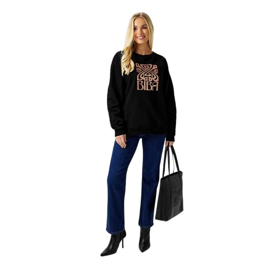Biba Dames-sweatshirt met grafische print en relaxte pasvorm (Zwart) - Image 4