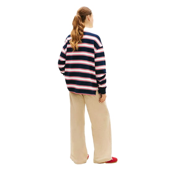 Tommy Jeans Dames-rugbysweater met strepen en een relaxte pasvorm (Donkere marine) - Image 2