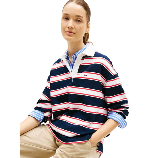 Tommy Jeans Dames-rugbysweater met strepen en een relaxte pasvorm (Donkere marine) - Image 3