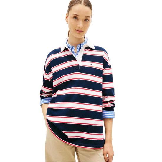 Tommy Jeans Dames-rugbysweater met strepen en een relaxte pasvorm (Donkere marine) - Image 4