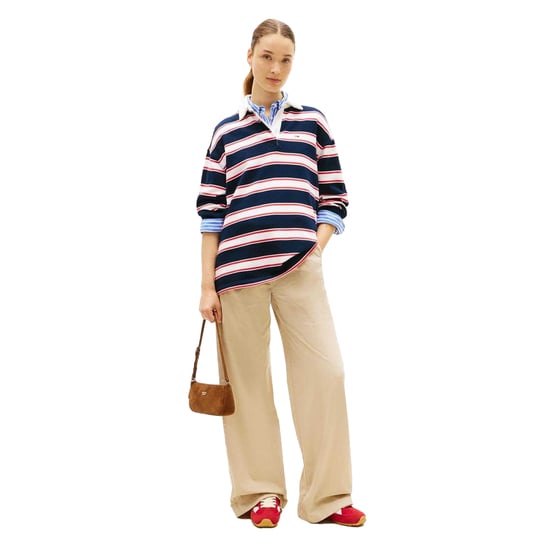 Tommy Jeans Dames-rugbysweater met strepen en een relaxte pasvorm (Donkere marine) - Image 5