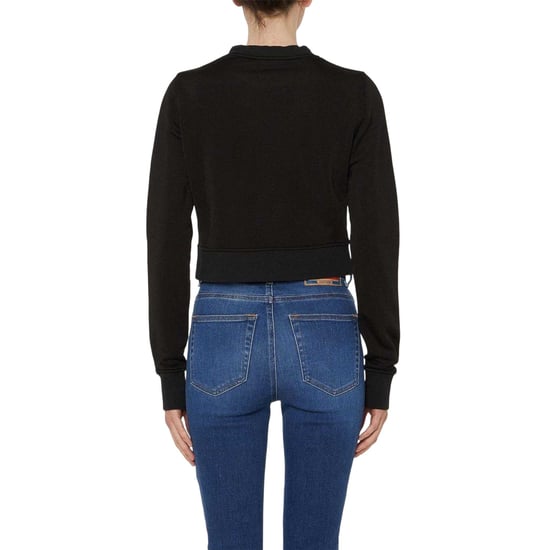 Diesel Womens/Ladies Embroidered Logo Slim Crop Sweatshirt (Black) - Image 2