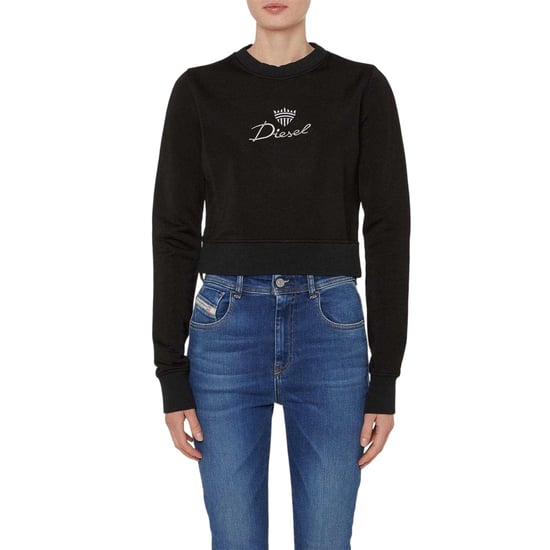 Diesel Womens/Ladies Embroidered Logo Slim Crop Sweatshirt (Black) - Image 3