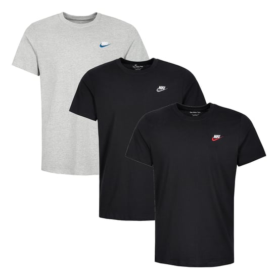 3 Pack Nike Sportswear Men's Club T Shirt - Grey/Black/Black - Image 1