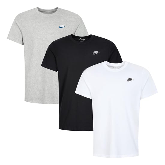 3 Pack Nike Sportswear Men's Club T Shirt - Grey/Black/White - Image 1