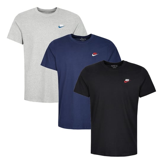 3 Pack Nike Sportswear Men's Club T Shirt - Grey/Blue/Black - Image 1