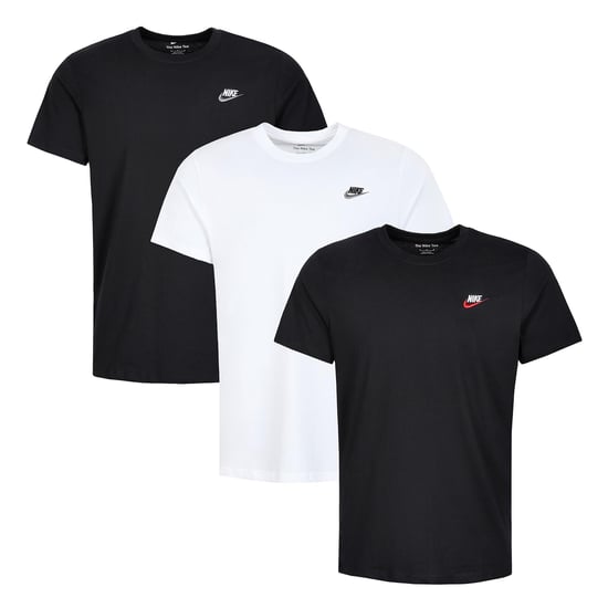 3 Pack Nike Sportswear Men's Club T Shirt - Black/White/Black - Image 1
