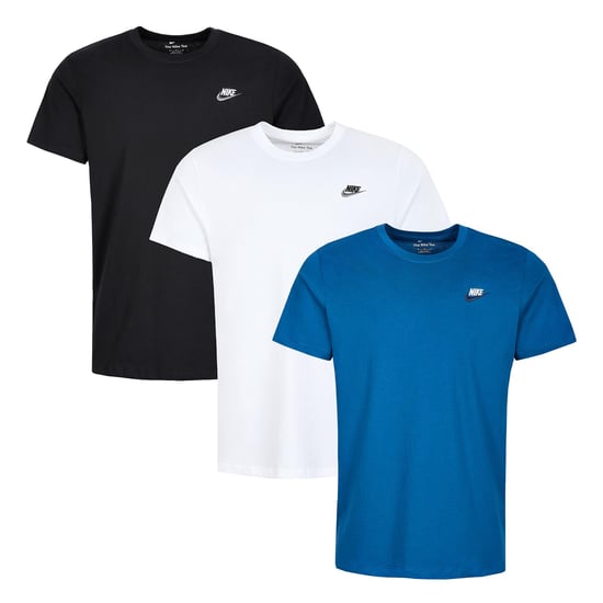 3 Pack Nike Sportswear Men's Club T Shirt - Black/White/Blue - Image 1