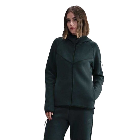 Nike Windrunner-fleecehoodie met doorlopende rits voor dames (Zeewier/Zwart) - Image 2