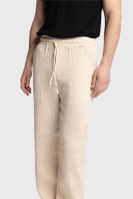 Texturerade Regular Fit Byxor med Dragsko i Midjan - Image 2
