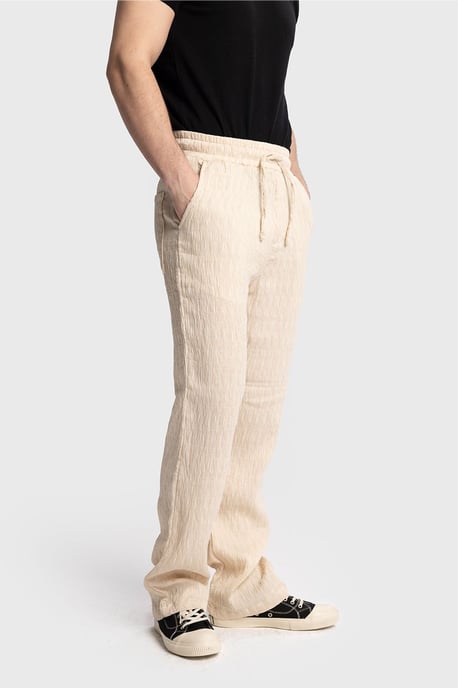 Texturerade Regular Fit Byxor med Dragsko i Midjan - Image 5