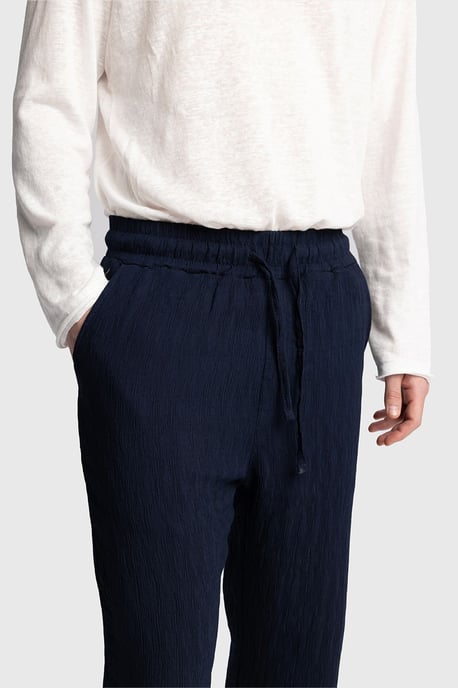 Texturerade Regular Fit Byxor med Dragsko i Midjan - Image 2