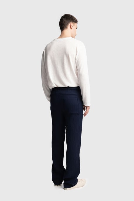 Texturerade Regular Fit Byxor med Dragsko i Midjan - Image 3