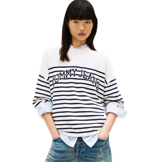 Tommy Jeans Dames/Dames Gestreept Sweatshirt met Geribbelde Ronde Hals (Antiek Wit) - Image 1