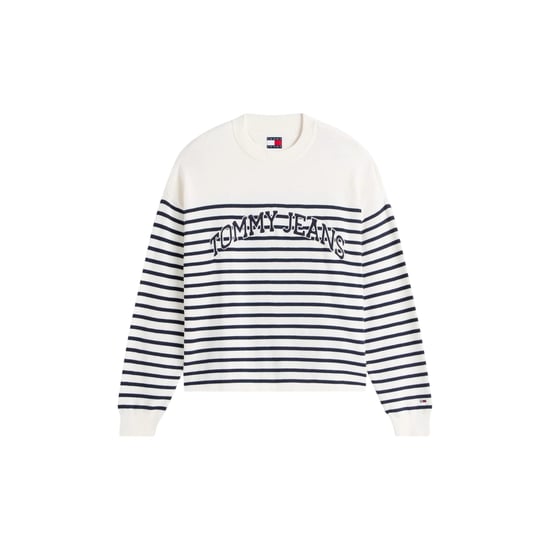 Tommy Jeans Dames/Dames Gestreept Sweatshirt met Geribbelde Ronde Hals (Antiek Wit) - Image 2