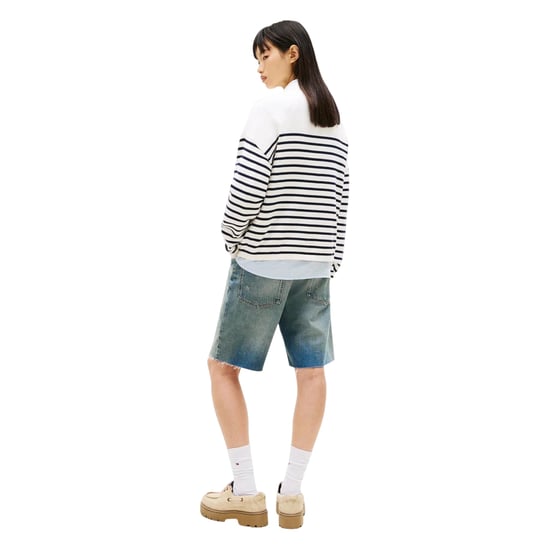 Tommy Jeans Dames/Dames Gestreept Sweatshirt met Geribbelde Ronde Hals (Antiek Wit) - Image 3