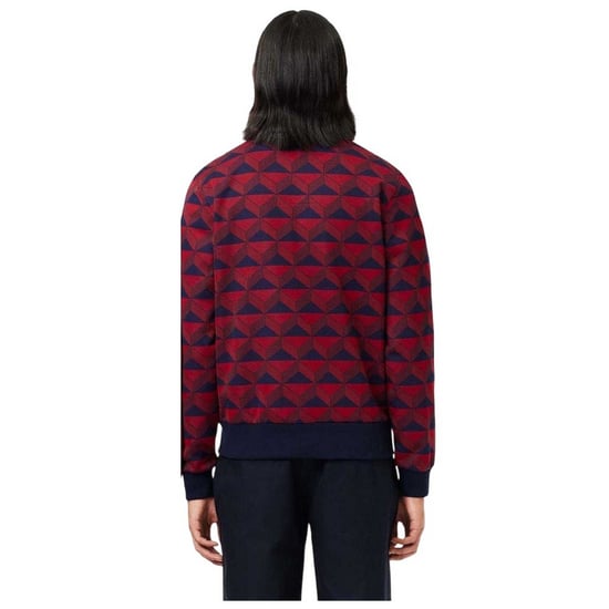 Lacoste Mens Robert George Motif Jacquard Full Zip Sweatshirt (Red/Black Print) - Image 2