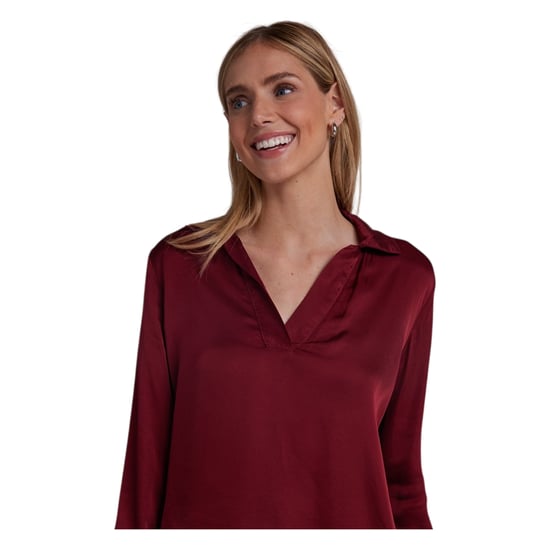 Bella Dahl Satijnen dames-sweatshirt met V-hals en lange mouwen (Sangria) - Image 2