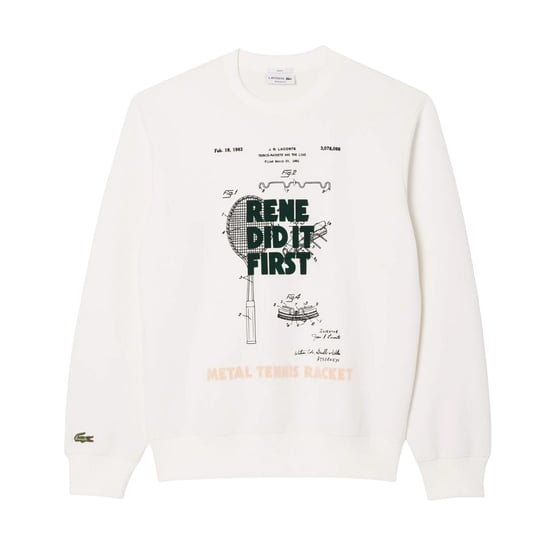 Lacoste Mens Patent Print Pique Sweatshirt (Cream) - Image 2