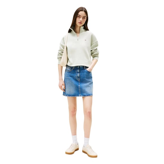 Tommy Jeans Dames/Dames Fleece Quarter Zip Boxy Crop Sweatshirt (Misty) - Image 4