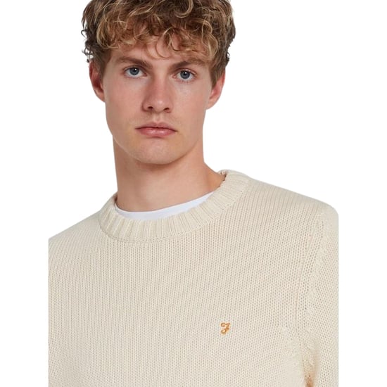 Farah Heren-sweatshirt met Alverstone-logo, regular fit (Crème) - Image 4
