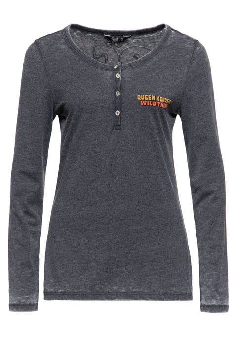 Queen Kerosin Damen Enzym Wash Langarmshirt Rock Your Life - Image 1