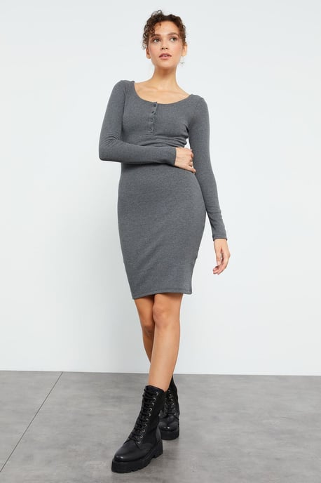 Bodycon Midi-jurk met Ronde Hals - Image 3
