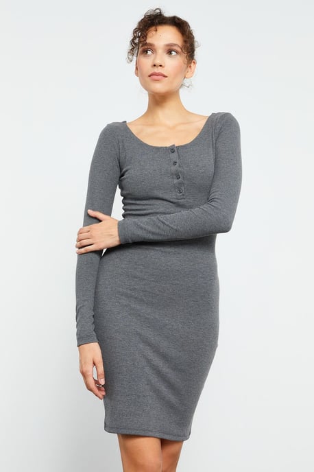 Bodycon Midi-jurk met Ronde Hals - Image 4