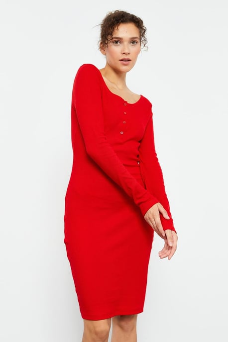 Bodycon Midi Jurk met Ronde Hals - Image 4