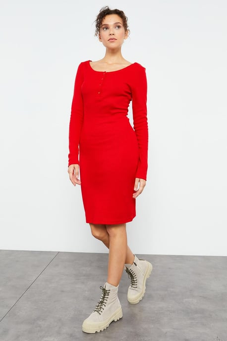 Bodycon Midi Jurk met Ronde Hals - Image 5