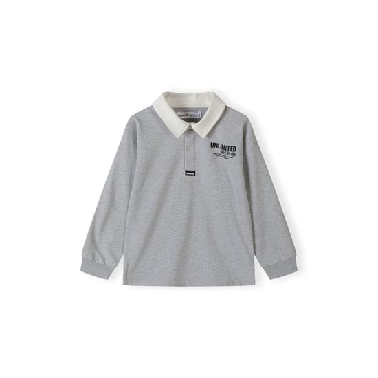 Minoti Jongens Bedrukt Poloshirt Met Lange Mouwen (Grijs) - Image 1