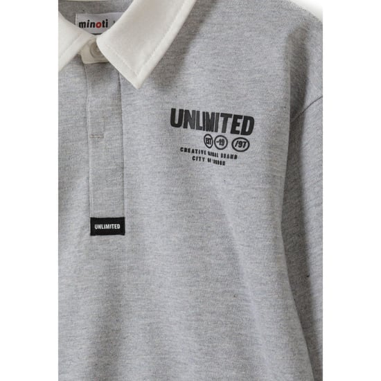 Minoti Jongens Bedrukt Poloshirt Met Lange Mouwen (Grijs) - Image 3