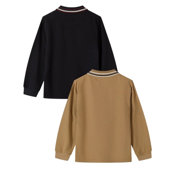Minoti Jongens Poloshirt Met Lange Mouwen (Set van 2) (Zwart/Bruin) - Image 2