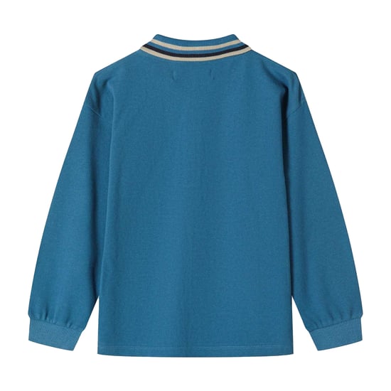 Minoti Jongens Poloshirt met Contrasterende Kraag en Lange Mouwen (Set van 2) (Donkerblauw) - Image 4