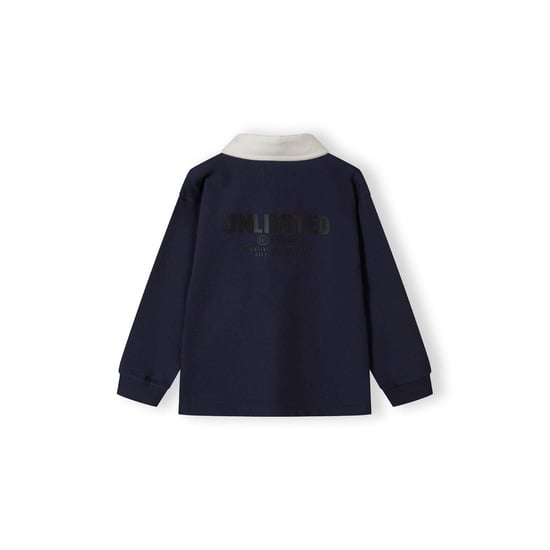 Minoti Jongens Bedrukt Poloshirt Met Lange Mouwen (Marineblauw) - Image 3