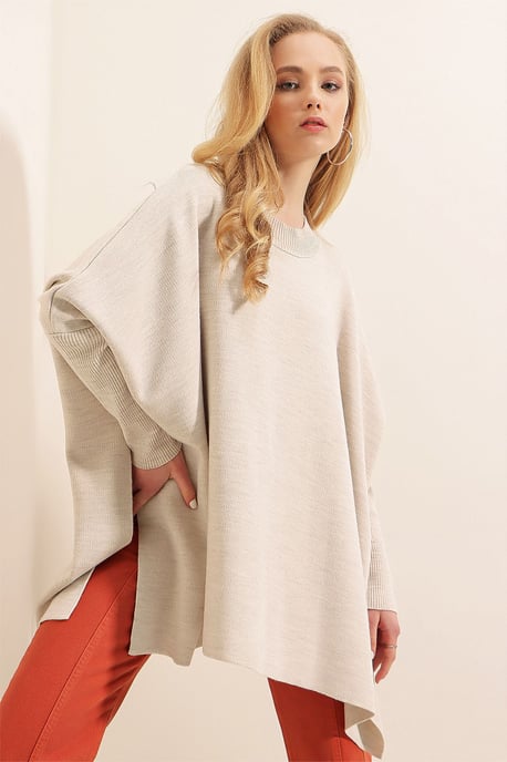 Överdimensionerad Halvpolokrage Långärmad Stickad Tröja - Image 2