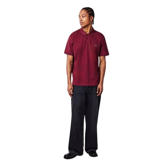 Hugo Mens Collared Short-Sleeved Polo Shirt (Dark Red) - Image 3