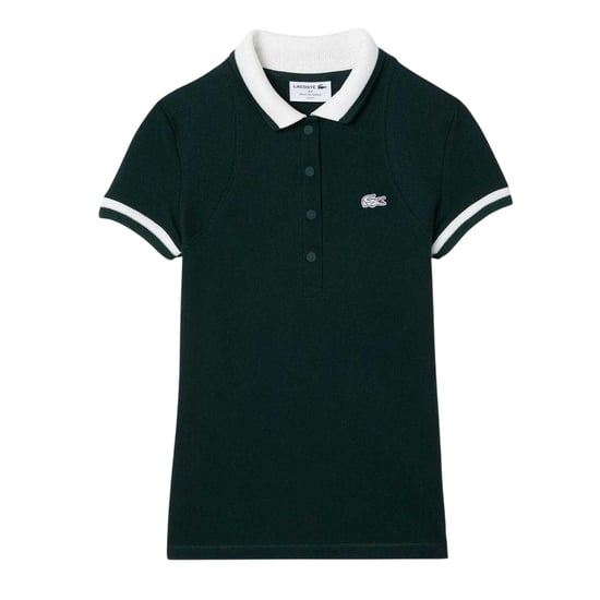 Lacoste Dames Geborduurd Logo Korte Mouwen Polo Shirt (Groen/Wit) - Image 1