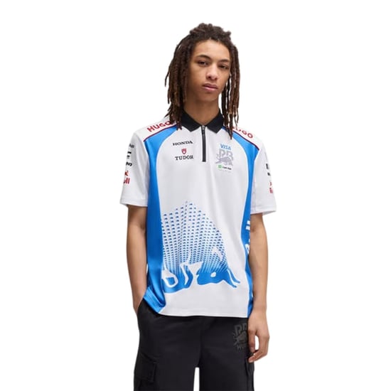 Hugo Mens Vcarb Red Bull Polyester Polo Shirt (White) - Image 3