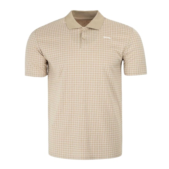 Slazenger Heren Geruit Golf Poloshirt (Taupe) - Image 1