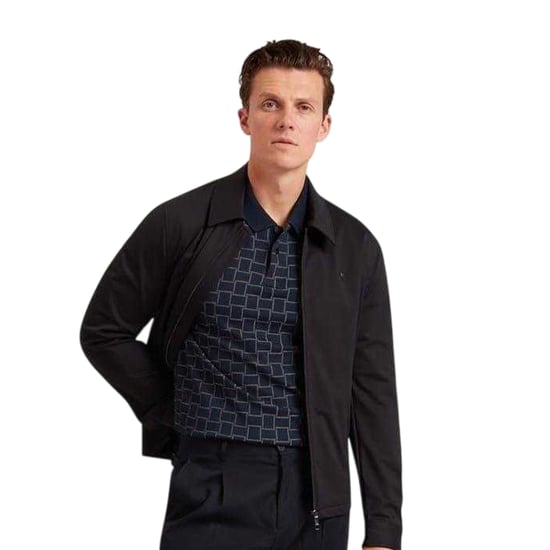 Ted Baker Heren geruit poloshirt met kraag en jacquardmotief (Marine) - Image 2